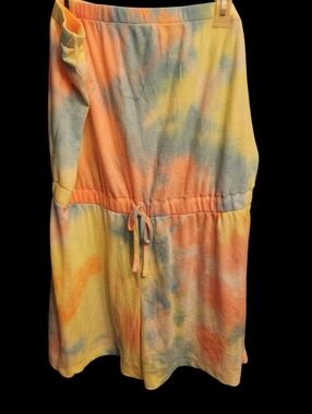 Tie-Dye Drawstring Women’s Shorts - Yellow, Peach & Blue